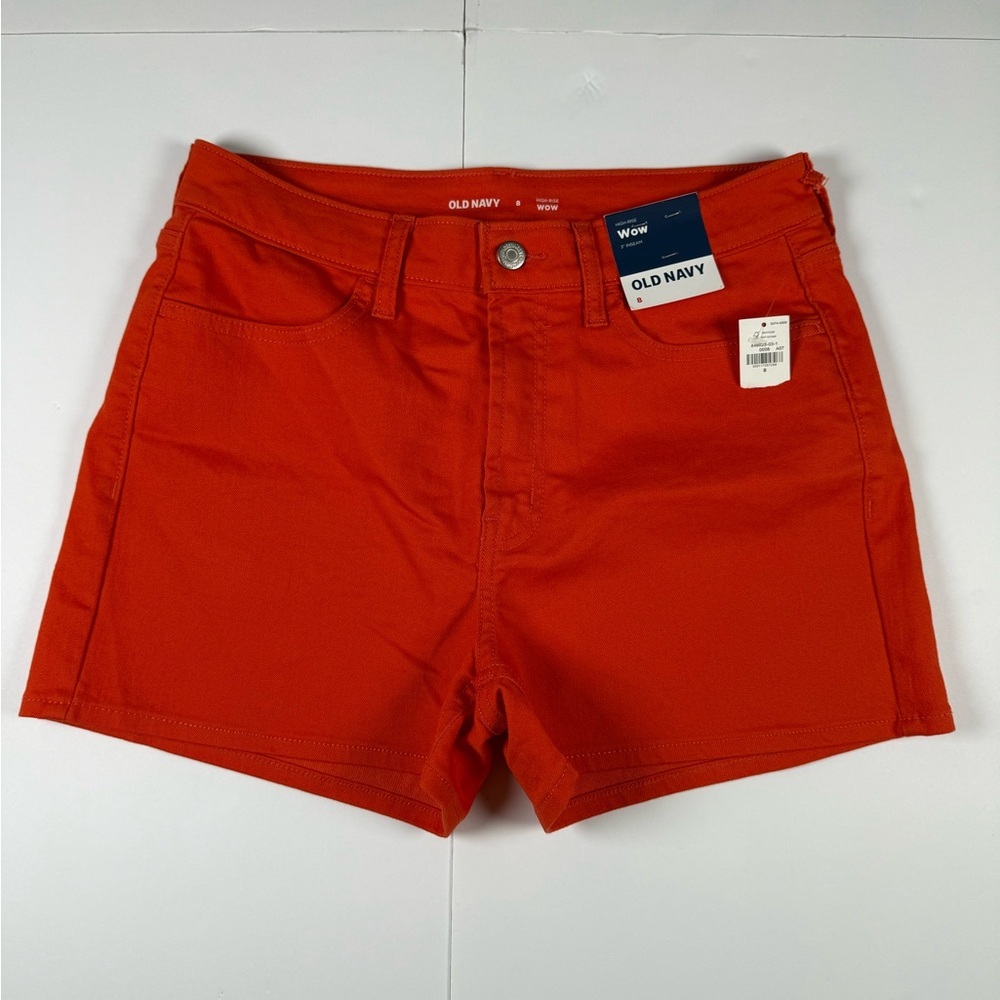 Old Navy WOW High Rise Orange Denim Shorts Women Size 8 NWT